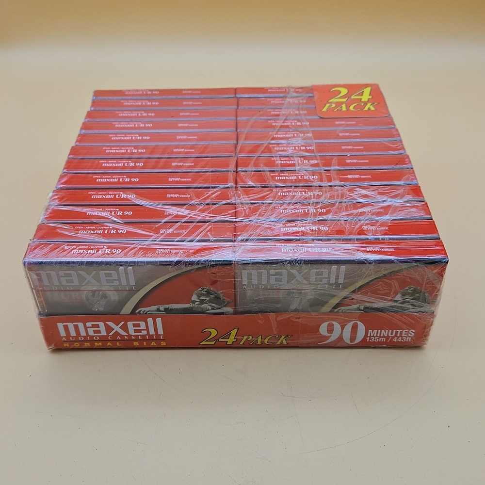 24-Pack Maxell UR 90 Minutes Blank Audio Cassette Tapes Normal Bias NEW SEALED